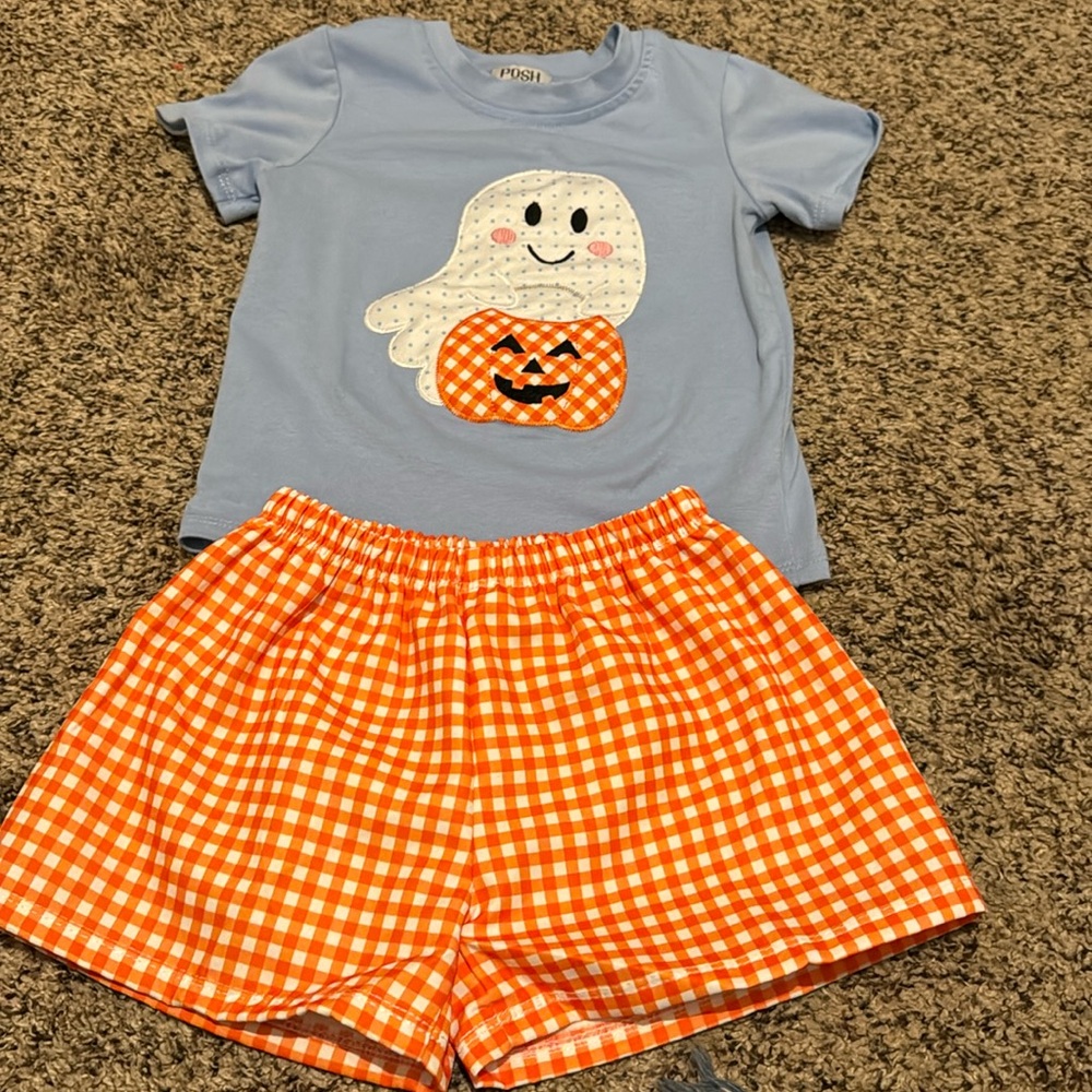 Posh ghosts and pumpkin appliqué set